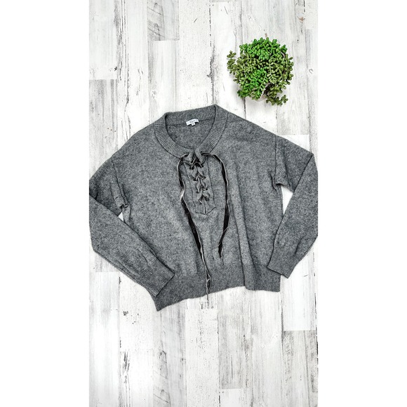 Rails Olivia Gray Lace Front Wool Cashmere Sweater - Picture 6 of 11